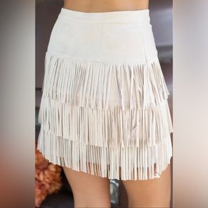 Fringe Faux Suede Mini Skirt